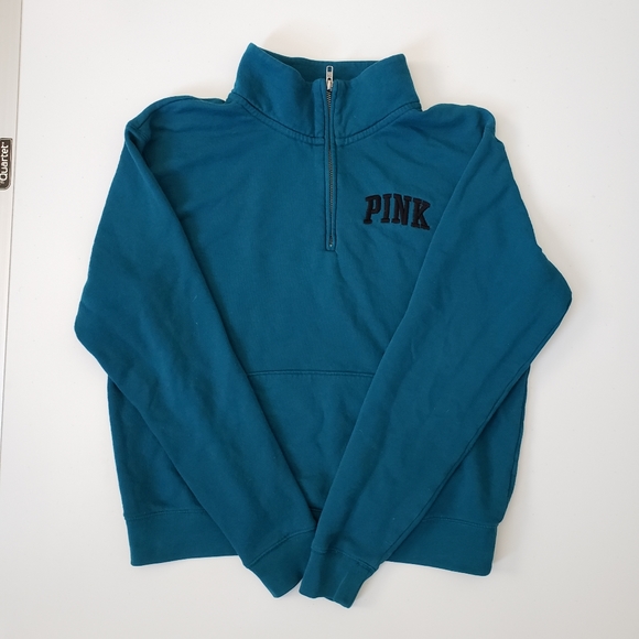 PINK Everday Lounge Blue 1/4 Zip Pullovet - Picture 4 of 7